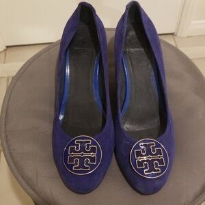 💕TORY BURCH💕 Sophie Wedge Pumps in Blue Suede EU 41